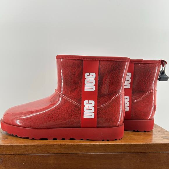 UGG Classic Mini Clear Red NEW $160 Waterproof Red Size W 11 - Picture 6 of 9
